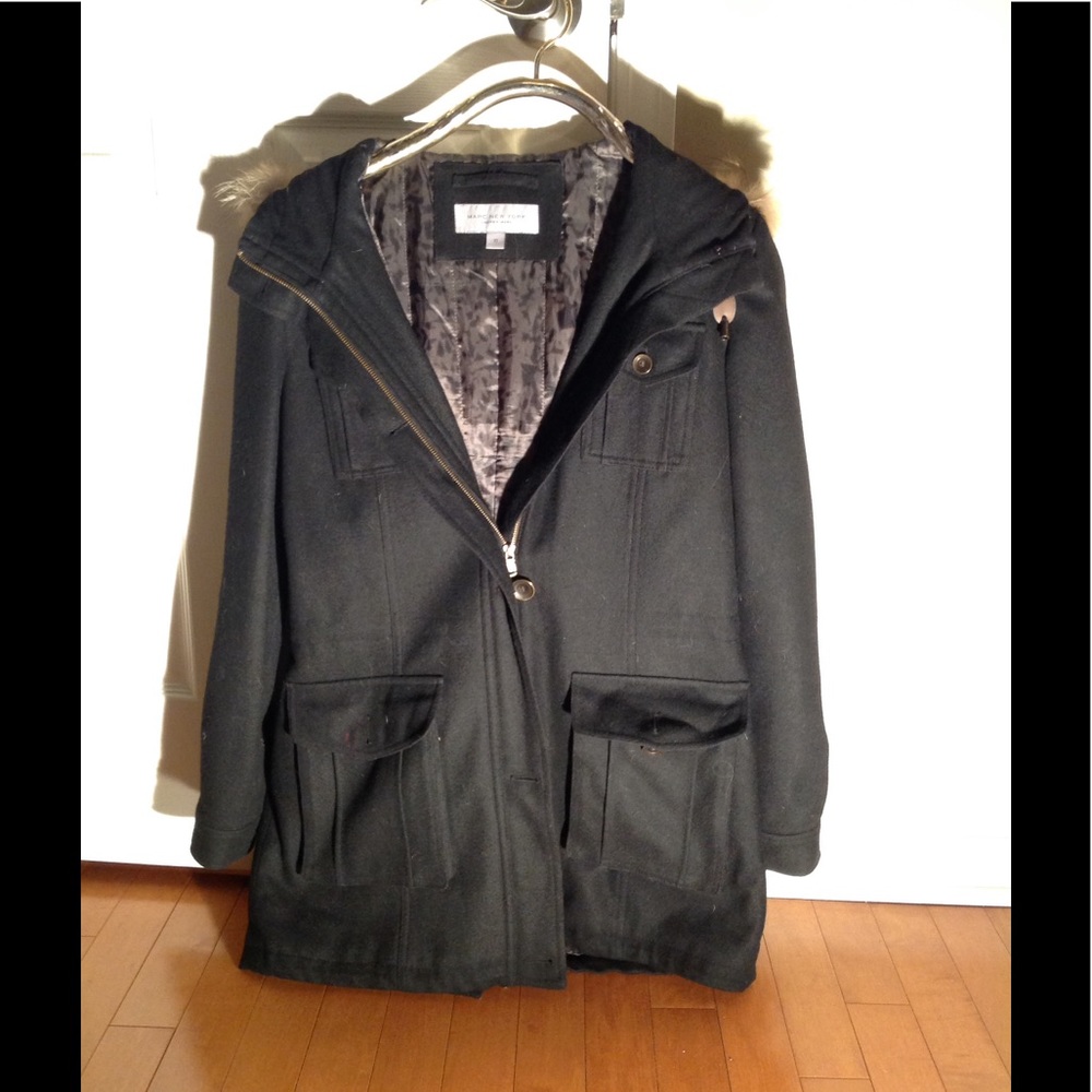 Marc New York wool coat with real fur trim