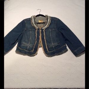 Fringe and pearl denim jacket