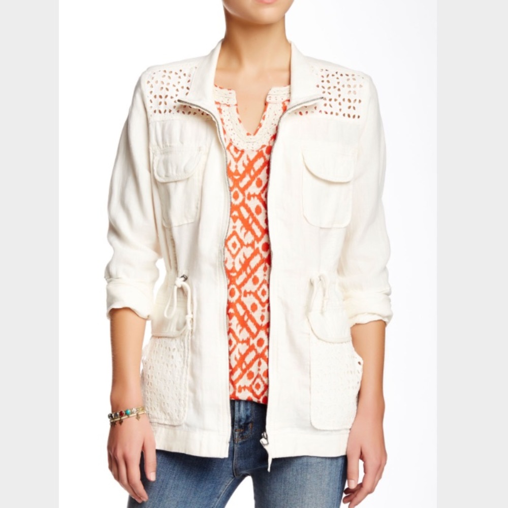 Lucky Brand Linen Eyelet Jacket