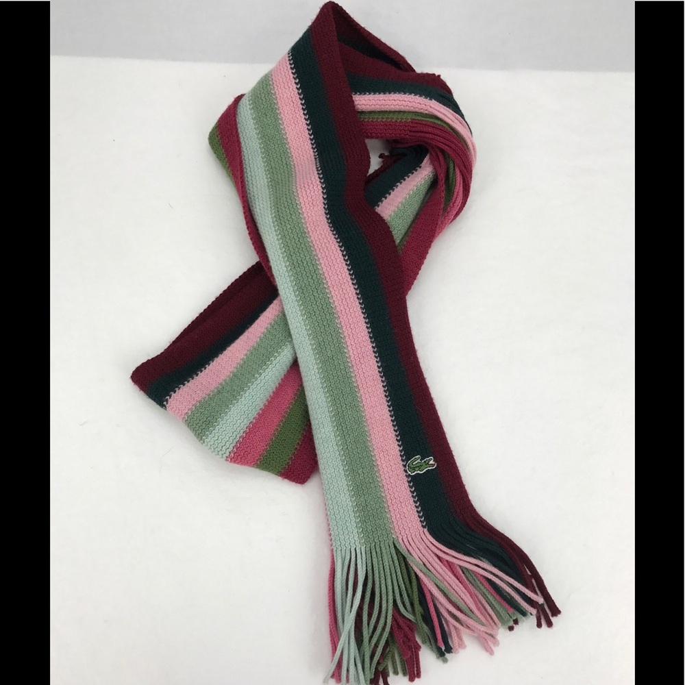 Lacoste Women's Multi-Color Striped Knit Scarf