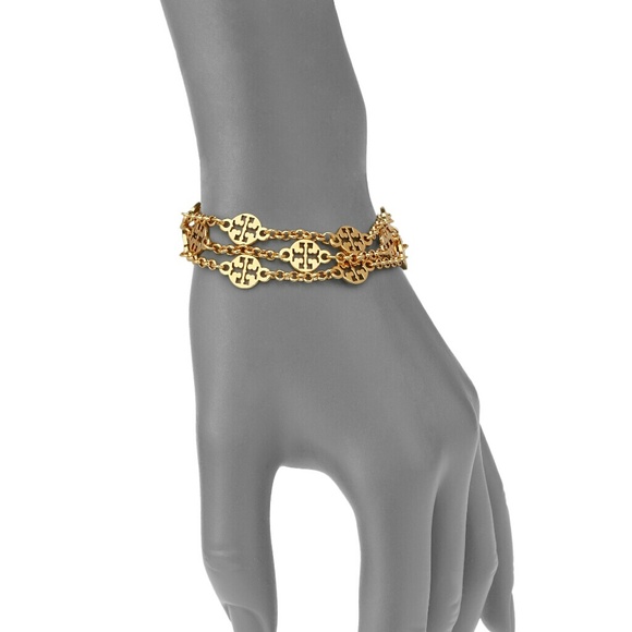 NWOT Tory Burch Gold 3 Strand Bracelet w/pouch - Picture 3 of 7