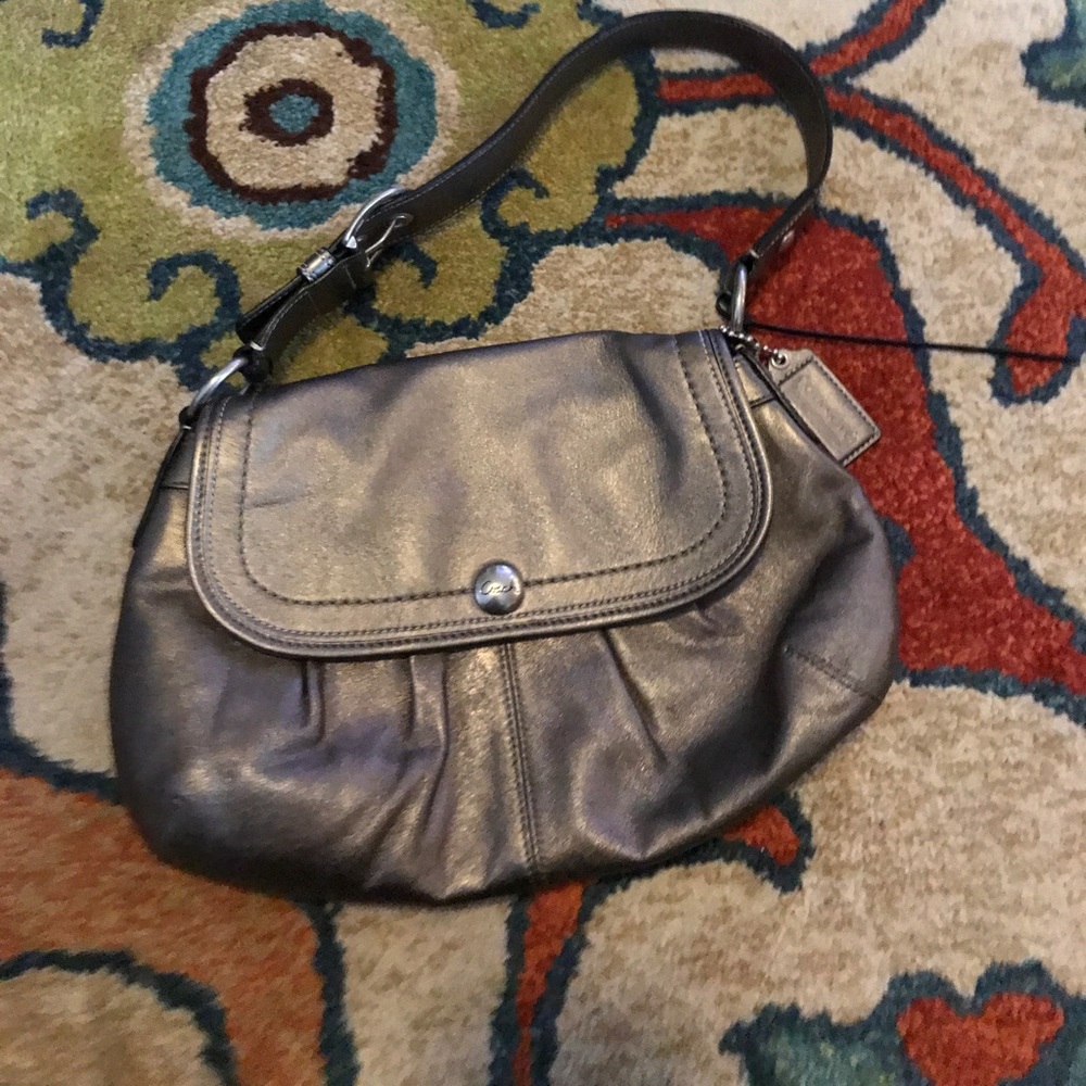 Coach pewter shoulder bag