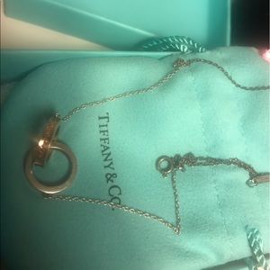 Tiffany & co two ring necklace in gold and silver