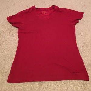 Red Patagonia v-neck t-shirt size small