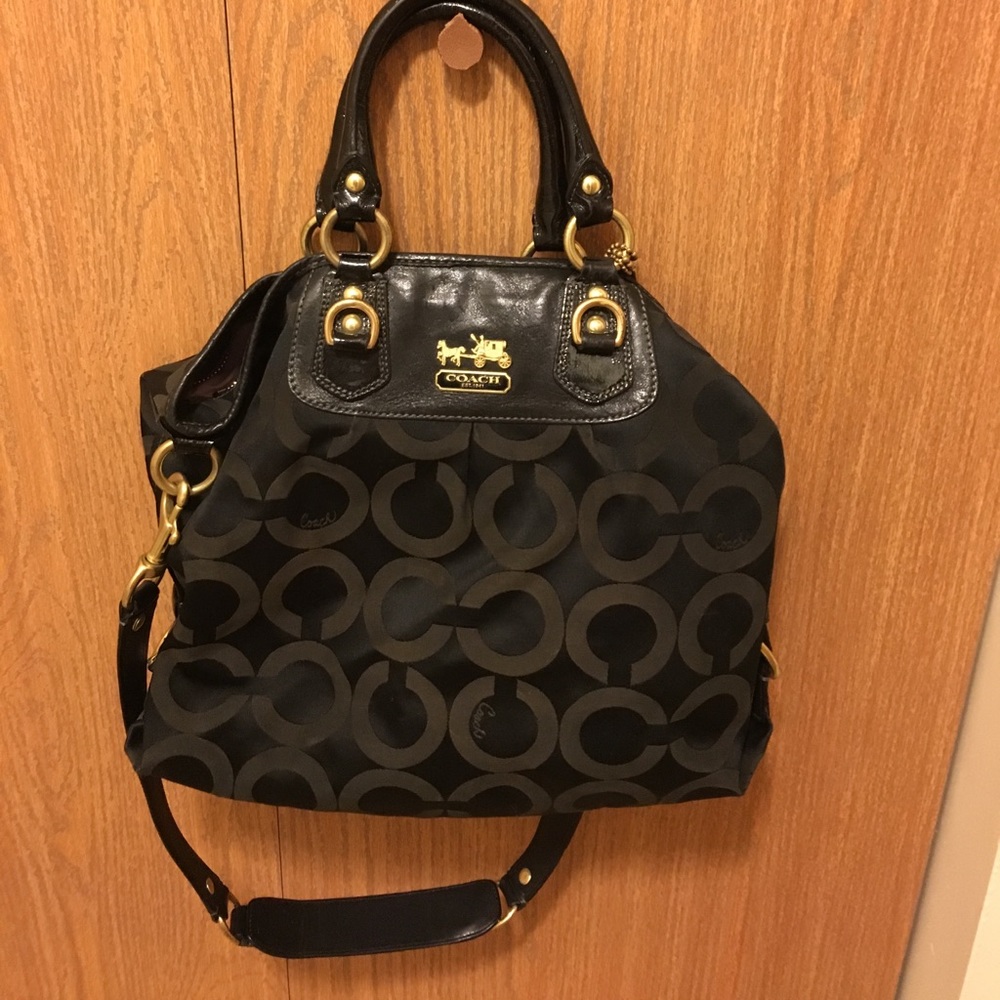 COACH signature black large tote cross body bag ✨