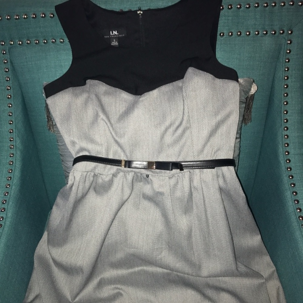 I.N. SAN FRANCISCO SASSY SOPHISTICATED GRAY DRESS