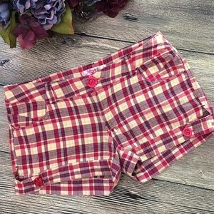 Nori plaid shorts button details sz 3