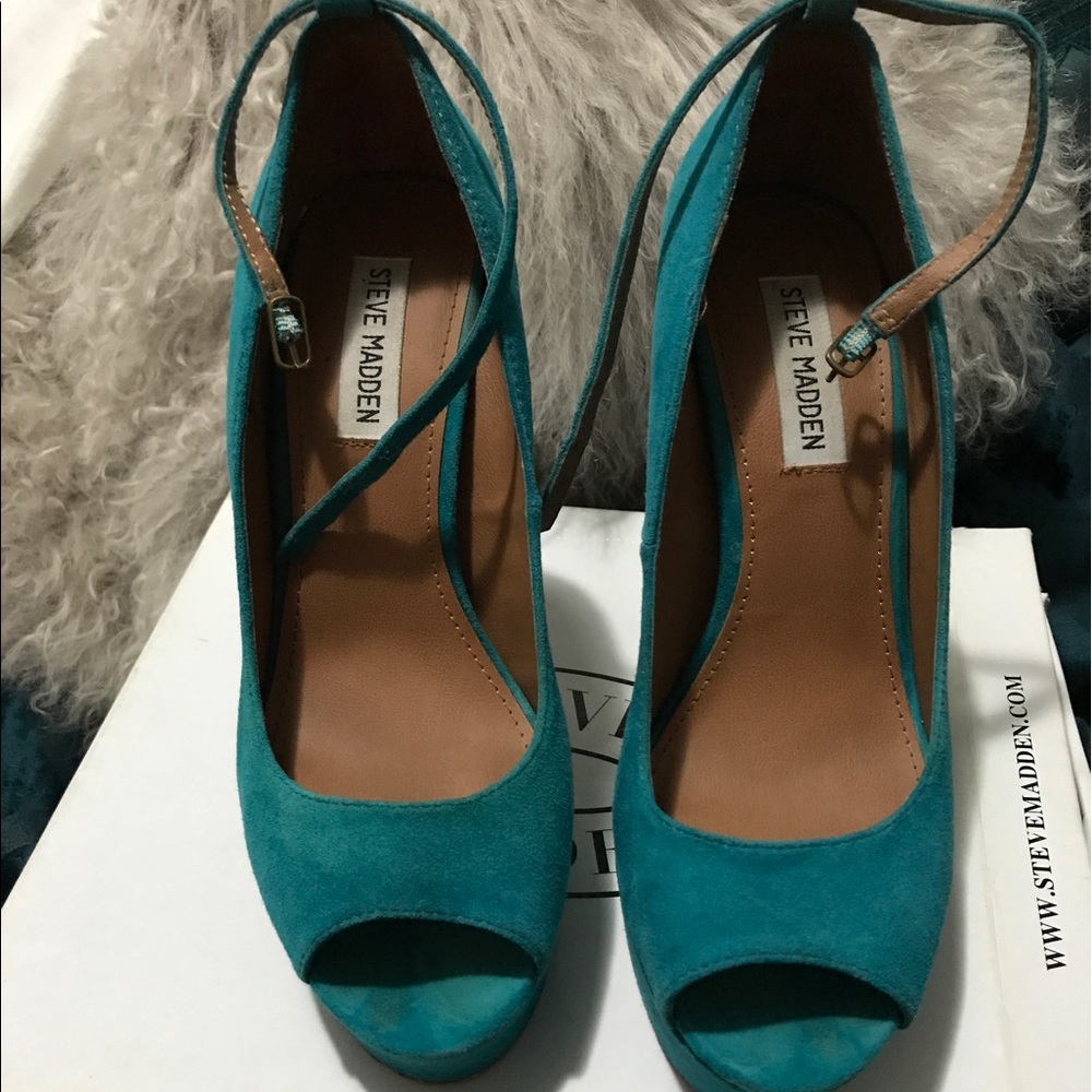 Teal suede heels