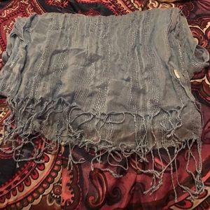 Pale Blue Fringe Drape Scarf