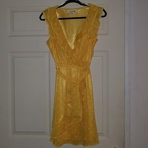 Yellow and white polkadot summer dress