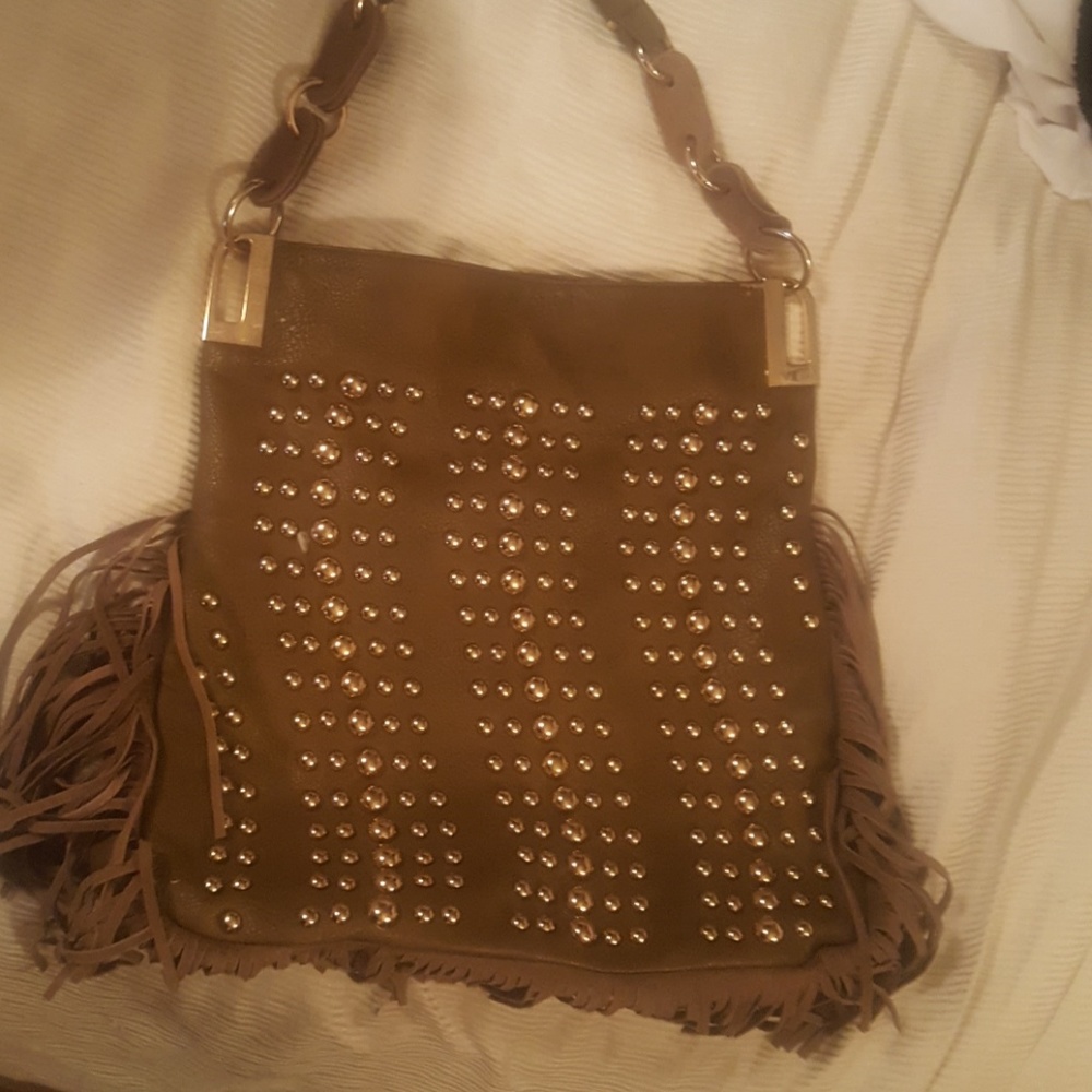 Fringe gold studded purse