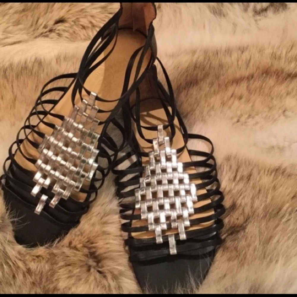 Nine West Black and Silver Sandals -  *size 10*