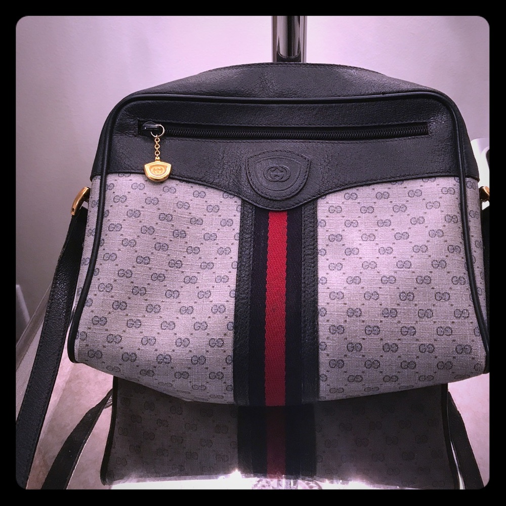 Vintage Gucci Navy Monogram Handbag