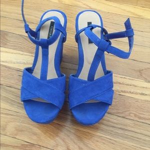 Forever 21 electric blue platform wedges