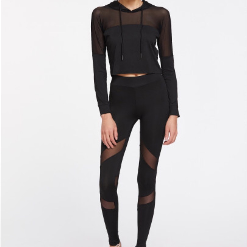 Mesh Paneled Workout Hoodie & Leggings