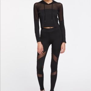 Mesh Paneled Workout Hoodie & Leggings