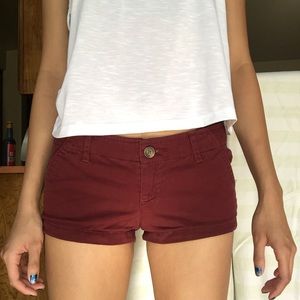 Hollister burgundy low-rise chino shorts