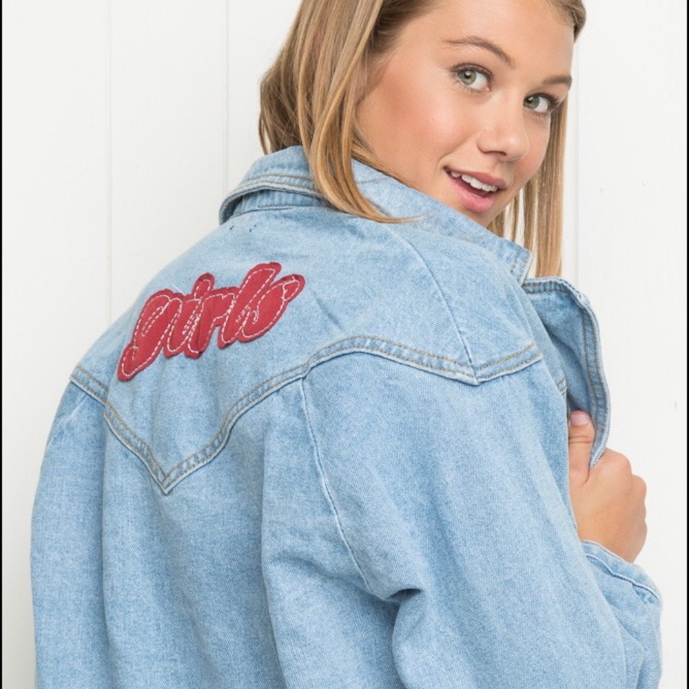 Brandy Melville (RARE) girls patch denim jacket