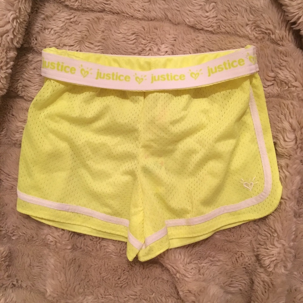 NWT Justice Roll Over Yellow Athletic Shorts Sz 12