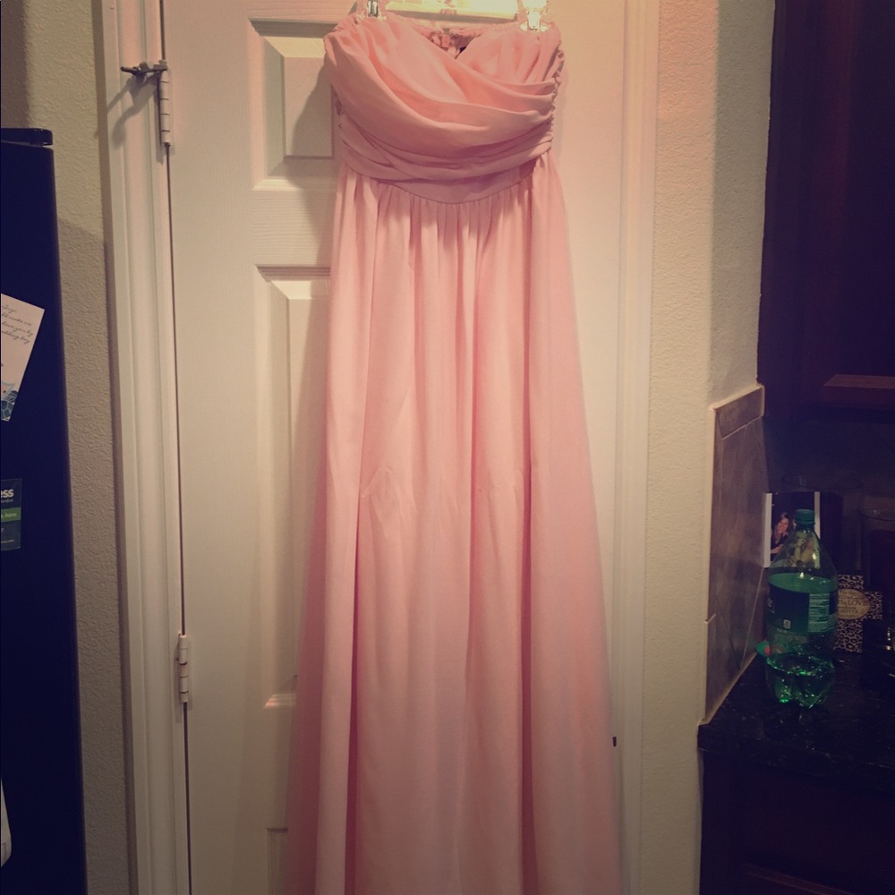 Lulus all afloat blush pink strapless maxi.