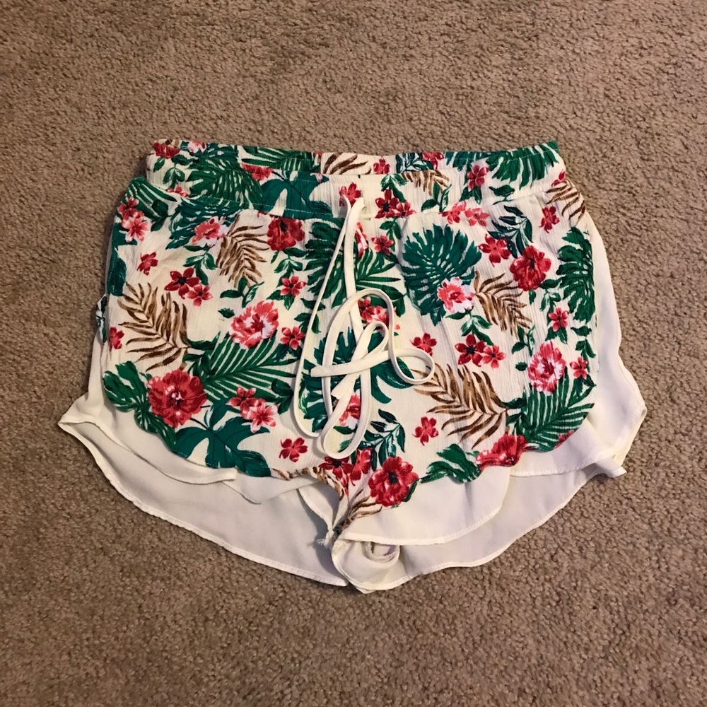 Free people floral pattern drawstring soft shorts