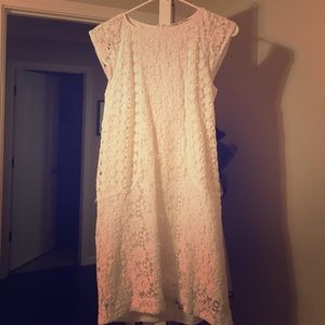 Trina Turk white lace shift dress