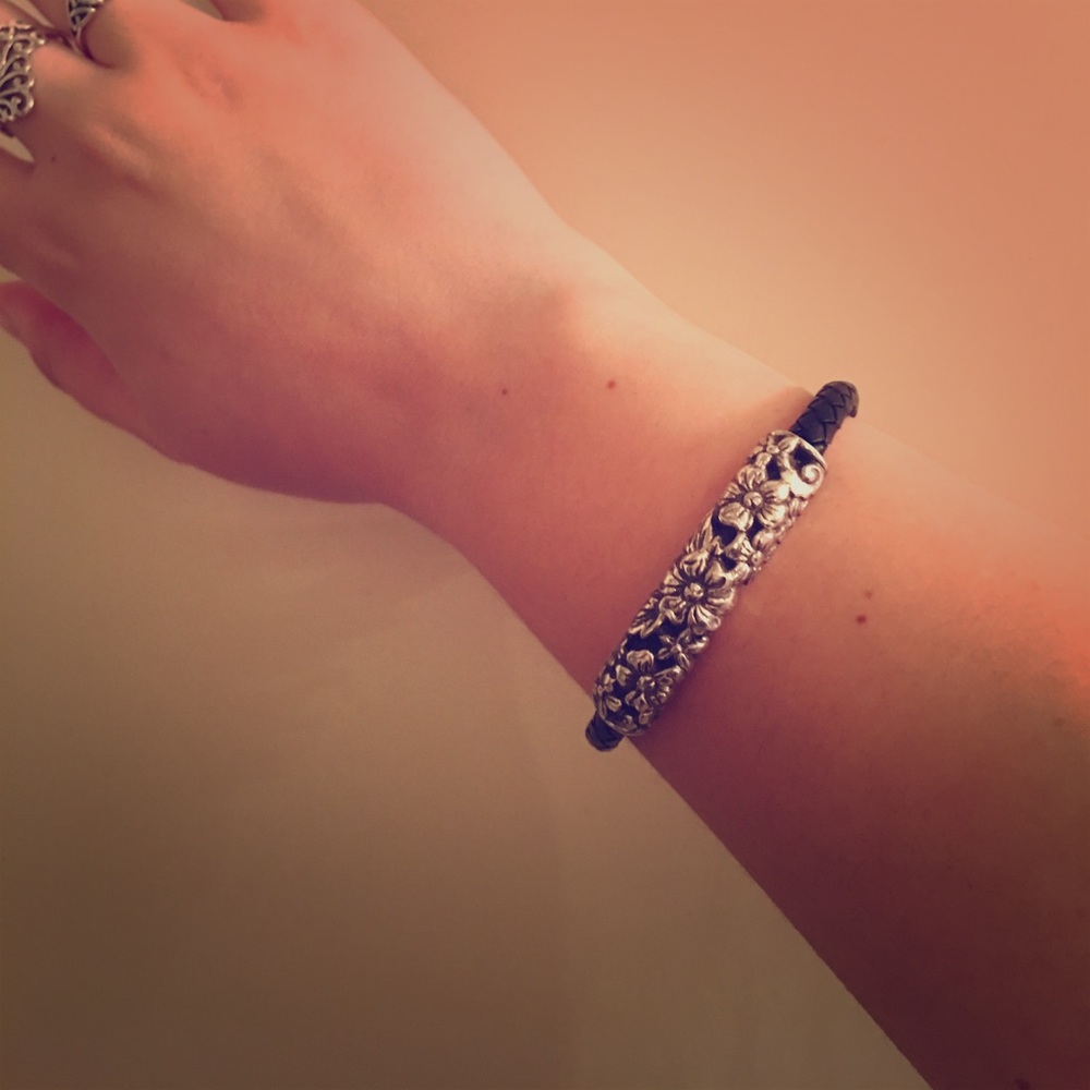 Beautiful sterling silver and leather bracelet!