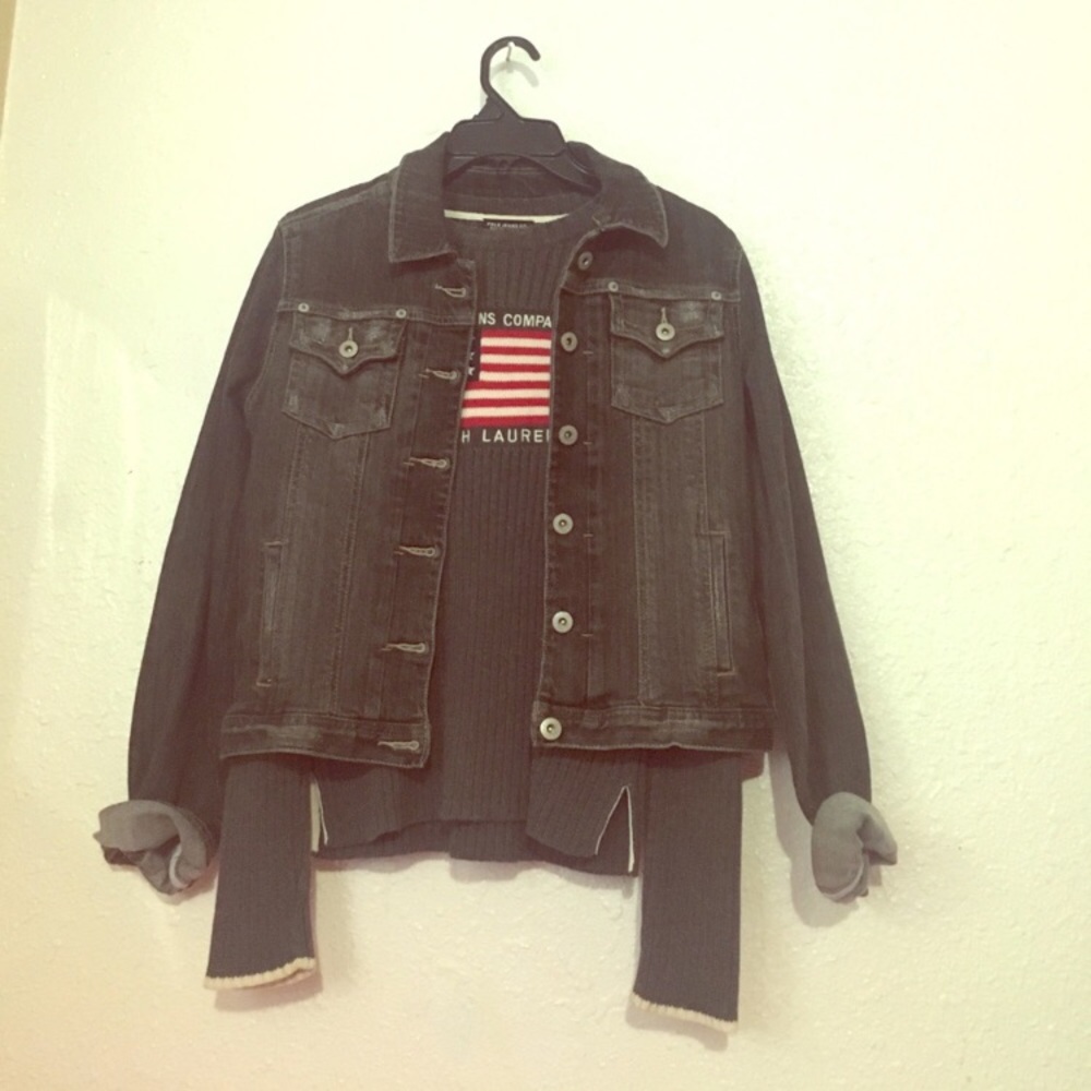 Justice grey wash denim jacket