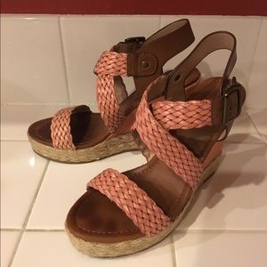 Aldo - Peach & Brown Wedge Sandals.