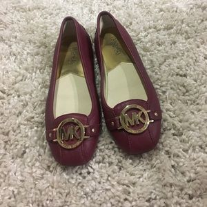Women's Michael Kors Gold Buckle Flats Garnet