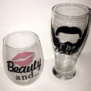 Couples wine & beer glass