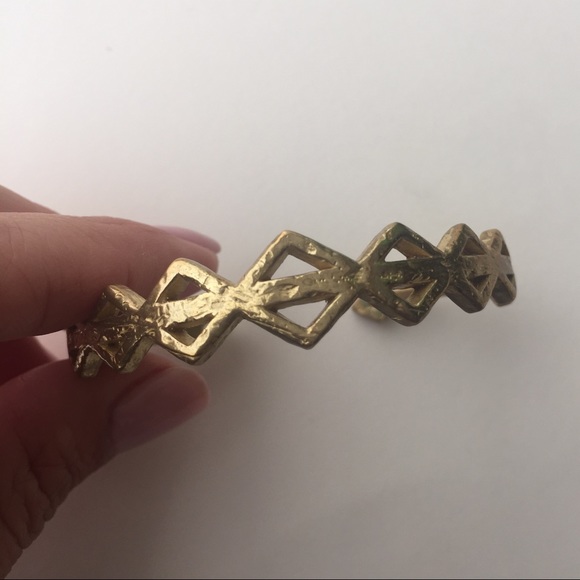 NWOT Brass Chibi Diamond Cut Out Cuff - Picture 1 of 4