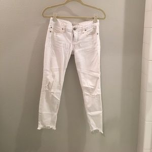 Free People white cropped jeans