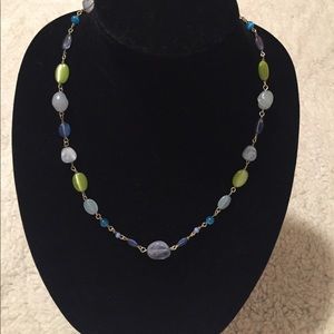 Pretty yet simple green and blue beaded necklace