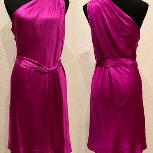 One shoulder knee length dress