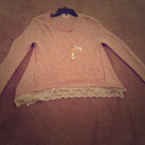 ethereal sweater.Blush pink color with a cute lace