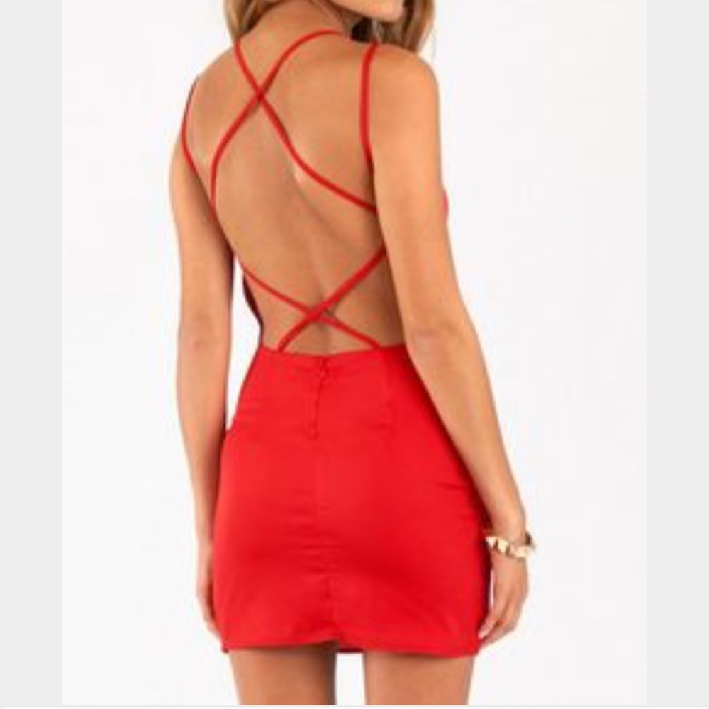 Red strappy dress