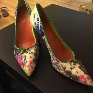 Nine West floral sequin heels