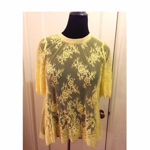 Vintage Yellow Lace Blouse