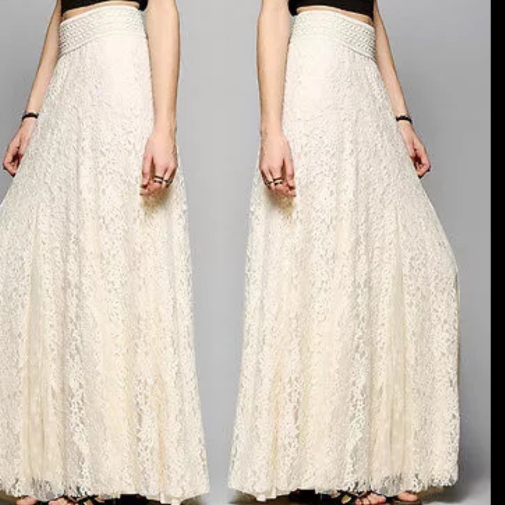 Skirt Long Lace Ivory Lined Maxi  Small Medium - Picture 2 of 5