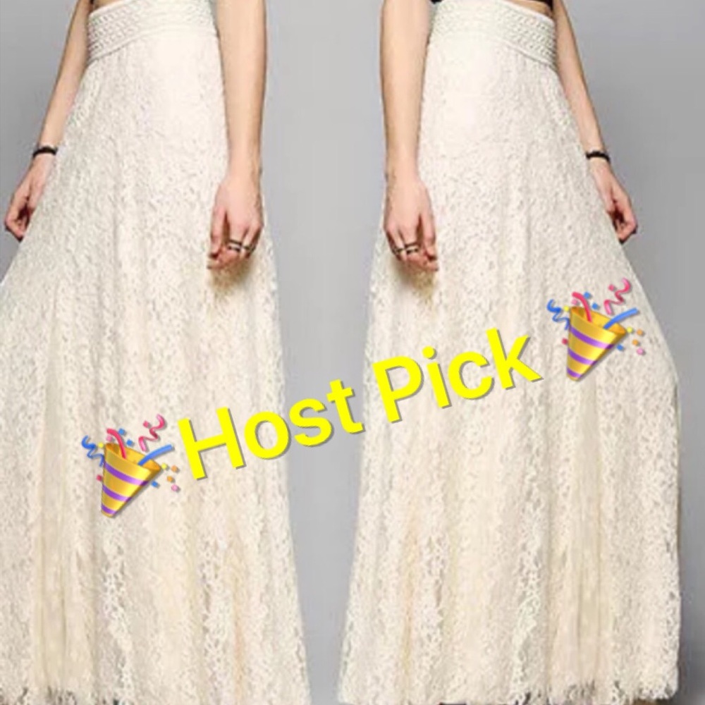Skirt Long Lace Ivory Lined Maxi  Small Medium - Picture 5 of 5