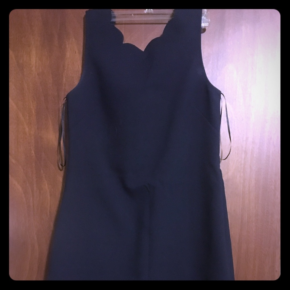 Navy Blue Scallop Cut J.Crew Dress with Back V