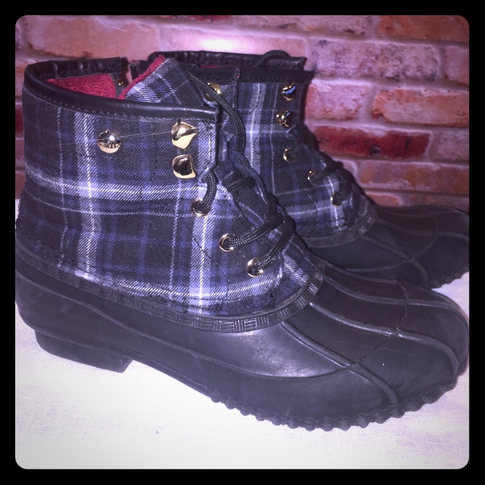 Tommy Hilfiger NAVY BLUE Lace up rain boots sz 7