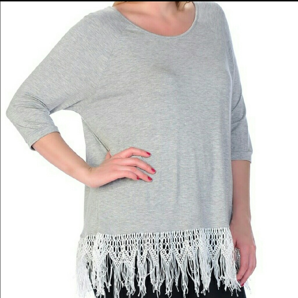 HOST PICK Trendy Plus Size Fringed Top 1X 2X 3X
