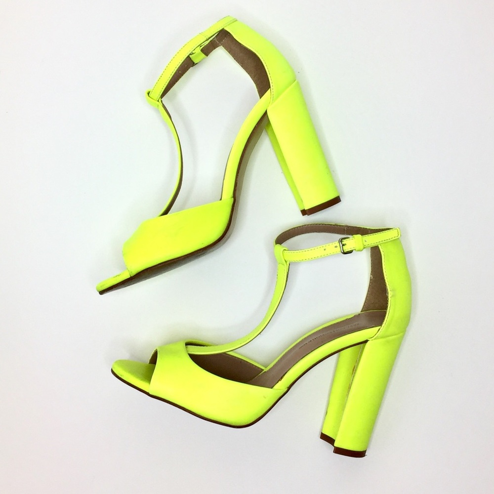 Zara Stacked Heel Neon Sandals