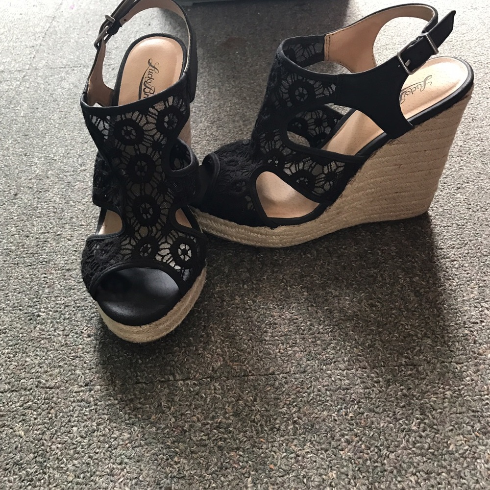 Black Lace Lucky Brand Wedges
