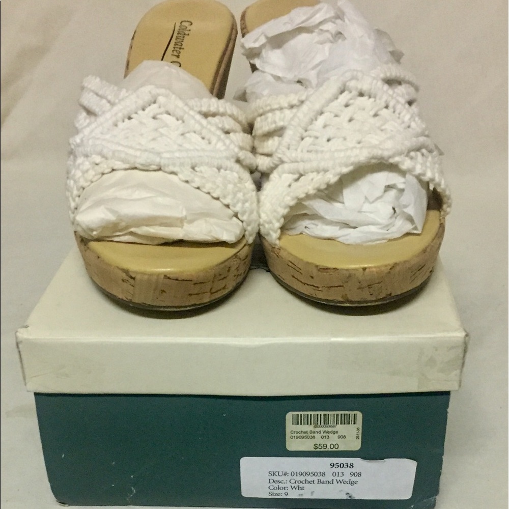 White Coldwater Creek size 9M Crochet Band Wedges.