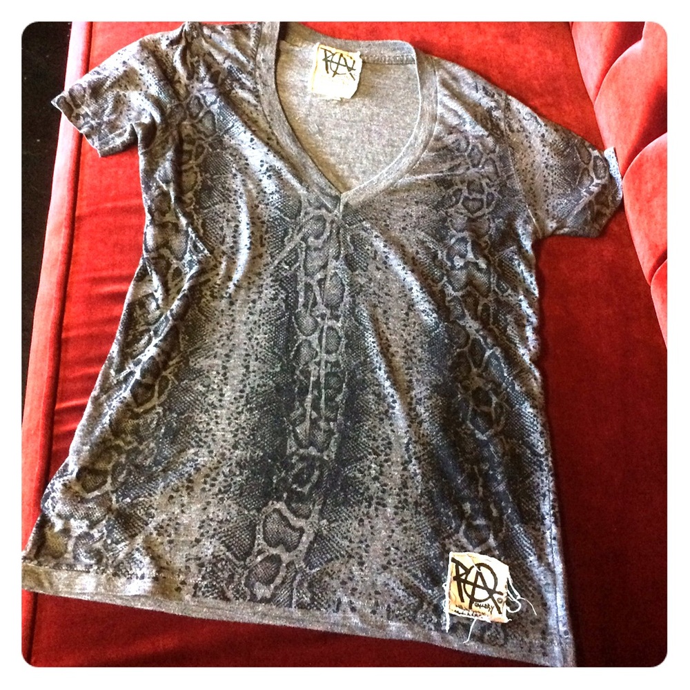 Gray Snakeskin V Neck Tee Shirt