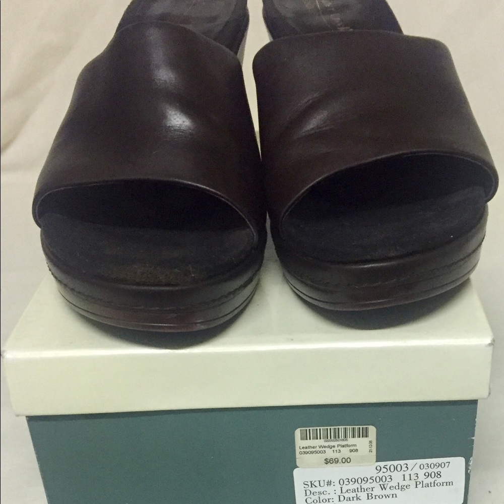 Coldwater Creek Dark Brown Leather Wedge Platform