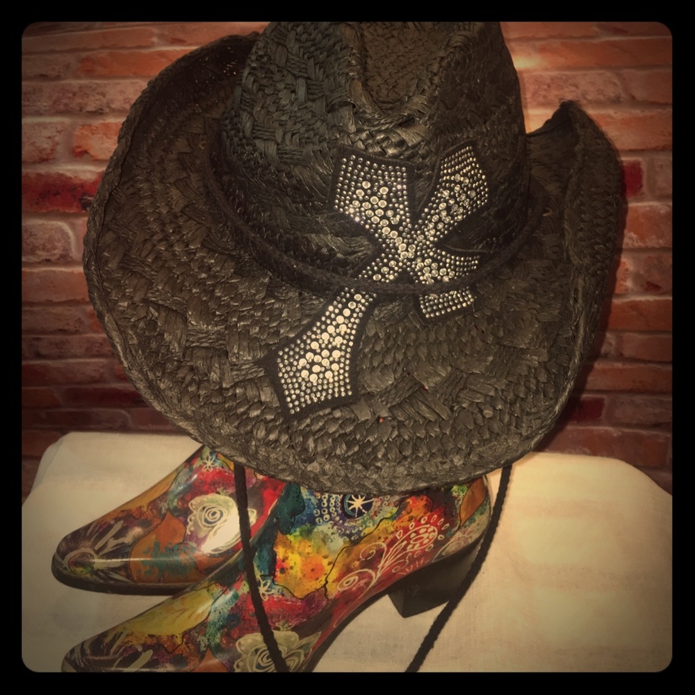 Cowgirl Hat with Bling Cross Size L/XL